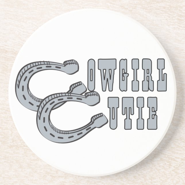 Posavasos De Arenisca Oeste Cowboy Cowgirl Caballos de Rodeo (Frente)