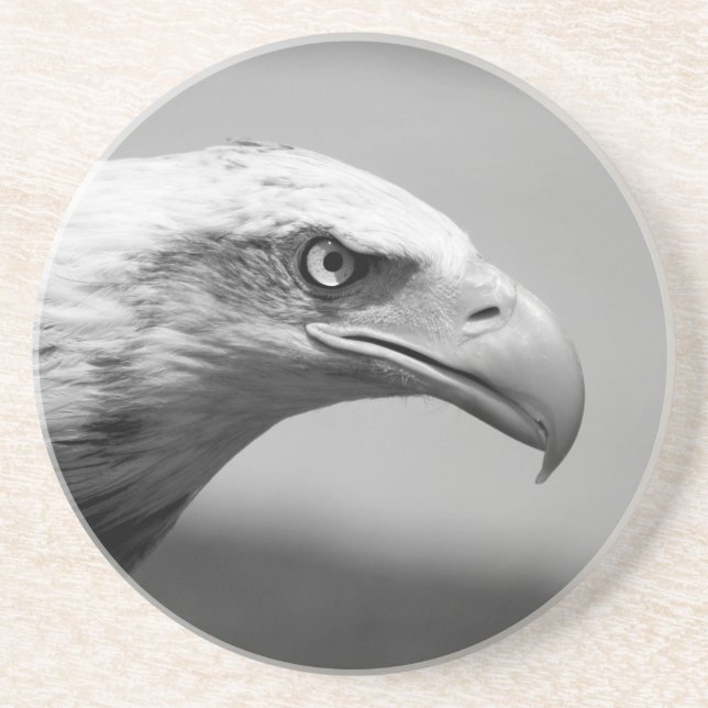 Posavasos De Arenisca Ojo de águila blanca y negra (Frente)