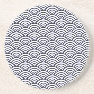 Posavasos De Arenisca Olas Azules Japonesas Seigaiha Mar
