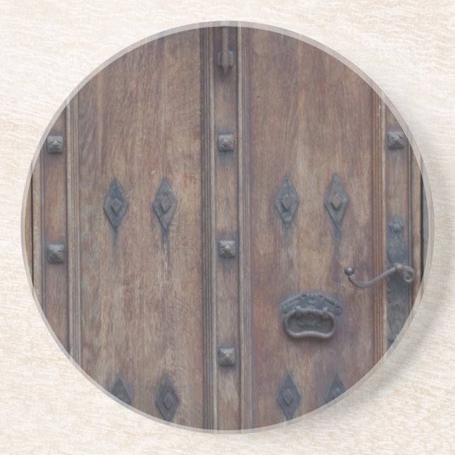Posavasos De Arenisca Old Spanish Wooden Door with Bolts (Frente)