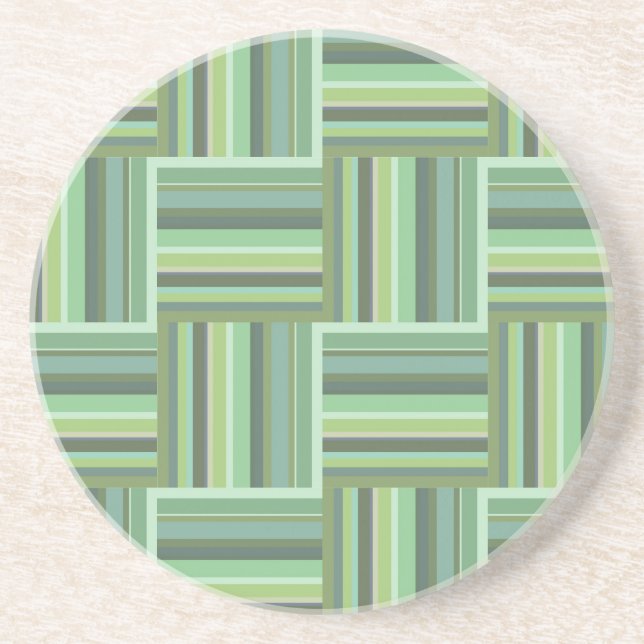 Posavasos De Arenisca Olive green stripes weave pattern (Frente)