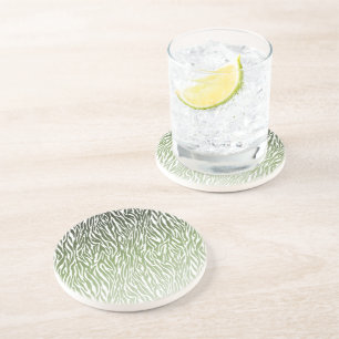 Posavasos De Arenisca Ombre de impresión de cebra verde salvaje