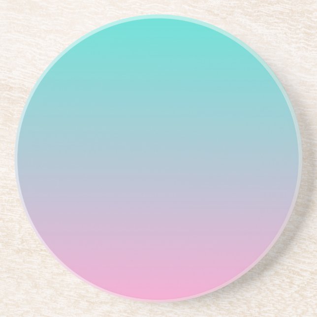 Posavasos De Arenisca Ombre rosa turquesa (Frente)