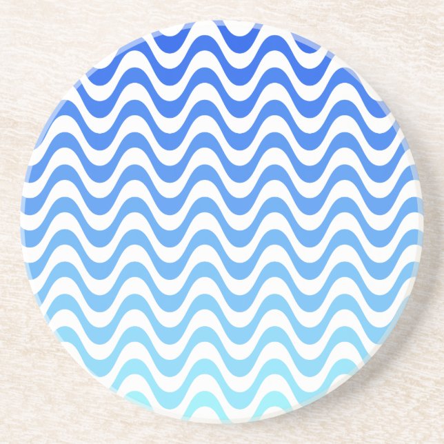 Posavasos De Arenisca Ondas azules degradadas (Frente)