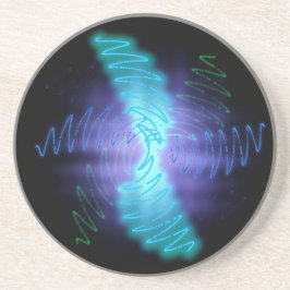 Posavasos De Arenisca Ondas modernas de sonido brillante neón