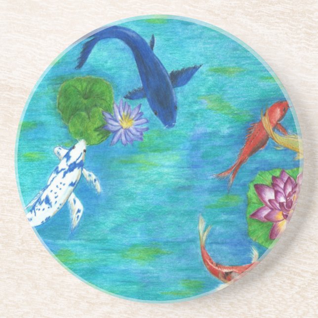 Posavasos De Arenisca Original de la charca de Koi (Frente)