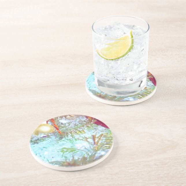 Posavasos De Arenisca Ornamentos de vacaciones en la luz (Lado)