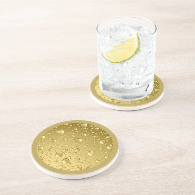 Posavasos De Arenisca Oro metálico Abstracto Caídas de lluvia (Lado)