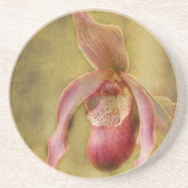 Posavasos De Arenisca Orquídea texturizada de señora deslizador (Frente)