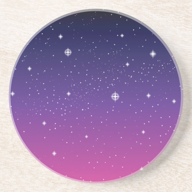 Posavasos De Arenisca Oscuro Purple Starry Night Sky (Frente)