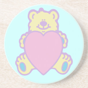 Posavasos De Arenisca Osito de peluche adorable corazón de amor