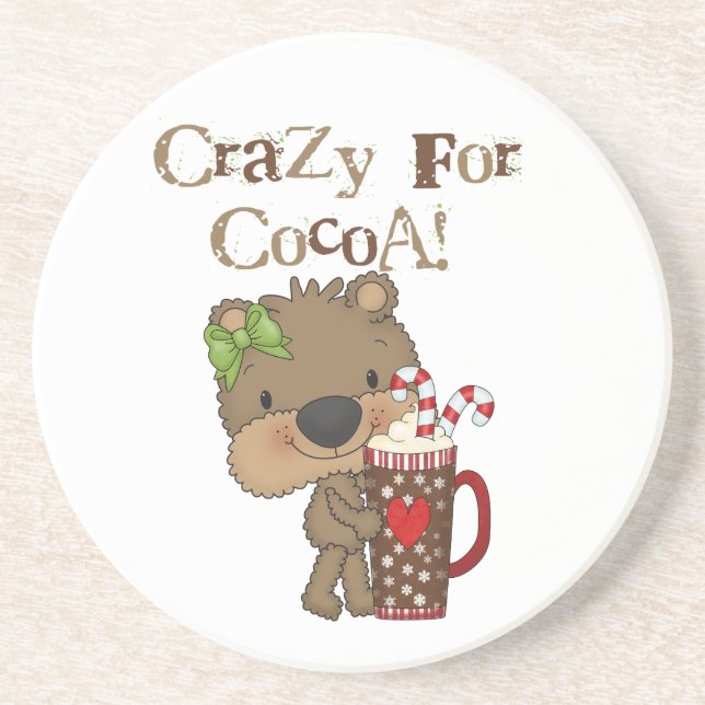 Posavasos De Arenisca Oso del chica loco para el cacao (Frente)