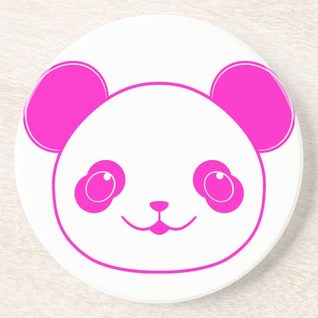 Posavasos De Arenisca Oso rosa Kawaii Panda (Frente)
