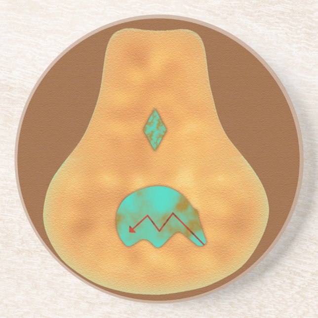 Posavasos De Arenisca Oso Turquoise Zuni nativo americano (Frente)