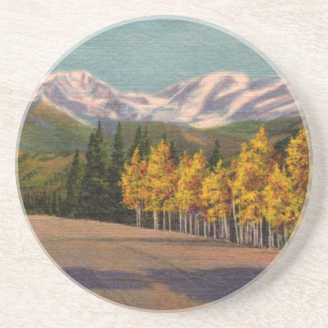 Posavasos De Arenisca Otoño En La Montaña Rocosa (Frente)