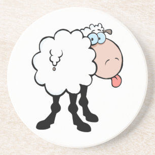 Posavasos De Arenisca oveja linda y divertida sacando la lengua desde at