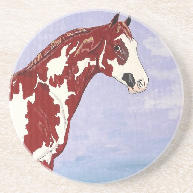 Posavasos De Arenisca Overo Paint Horse Stallion (Frente)