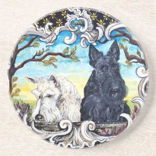 Posavasos De Arenisca Paisaje de Terrier del escocés