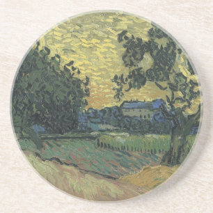 Posavasos De Arenisca Paisaje de Van Gogh al Crepúsculo