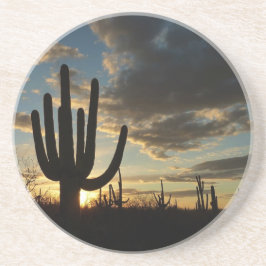 Posavasos De Arenisca Paisaje del desierto de Saguaro Sunset II Arizona