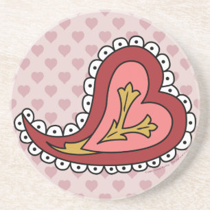Posavasos De Arenisca Paisley Heart Coaster
