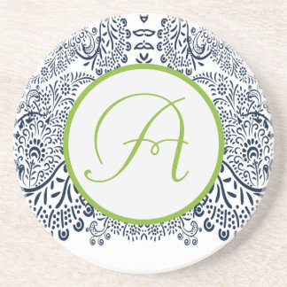 Posavasos De Arenisca Pájaro de amor azul y verde