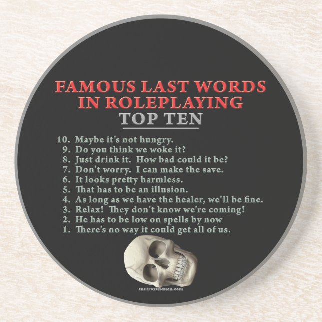 Posavasos De Arenisca Palabras pasadas famosas en el Roleplaying: Top (Frente)