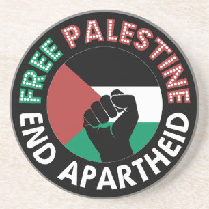 Posavasos De Arenisca Palestina Libre termina con bandera del Apartheid