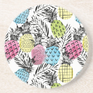Posavasos De Arenisca Palmas Grunge de piña
