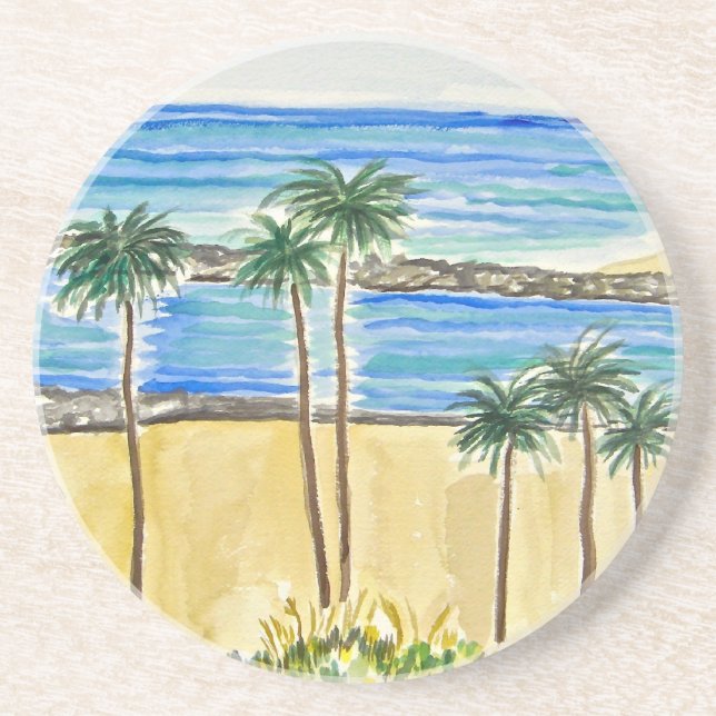 Posavasos De Arenisca Palmeras (Frente)