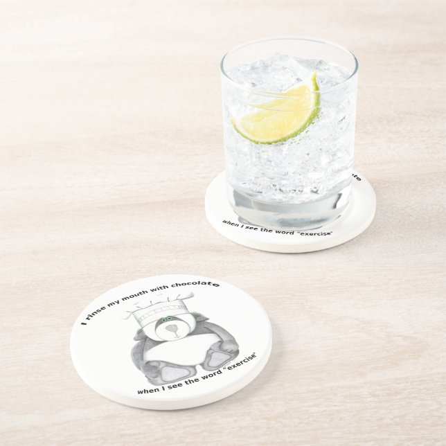 Posavasos De Arenisca Panda Bear Chef Chocolate (Lado)