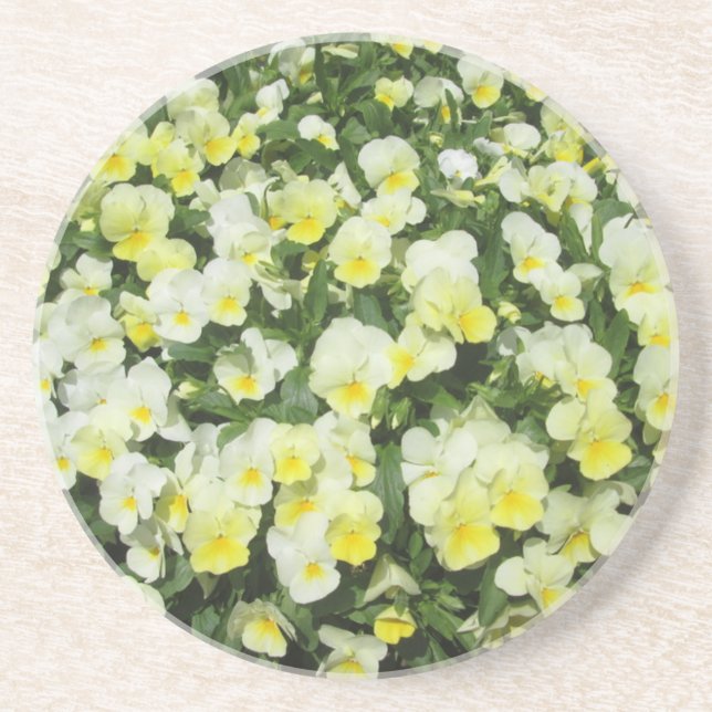 Posavasos De Arenisca Pansies Yellow Bunch (Frente)