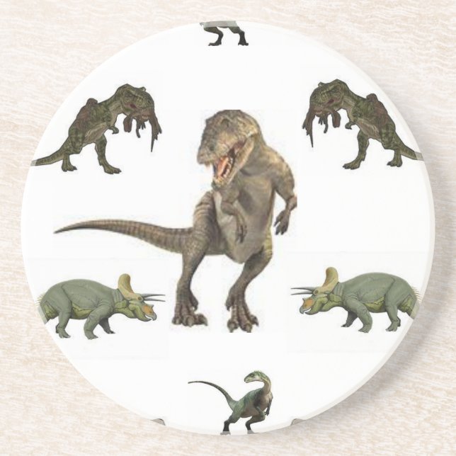 Posavasos De Arenisca Papel de ajuste de dinosaurios (Frente)