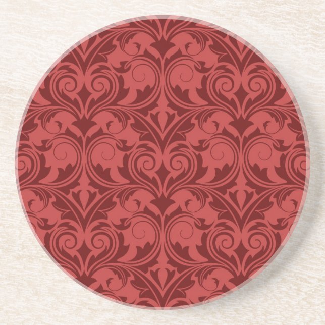 Posavasos De Arenisca Papel pintado rojo (Frente)