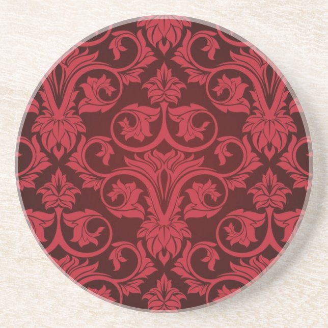 Posavasos De Arenisca Papel pintado rojo 2 (Frente)