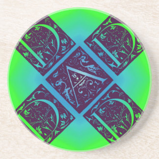 Posavasos De Arenisca Papi Fancy Text Blue and Green Coaster