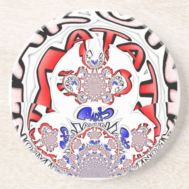 Posavasos De Arenisca París Hakuna Matata París Blanco Rojo Azul.png (Frente)
