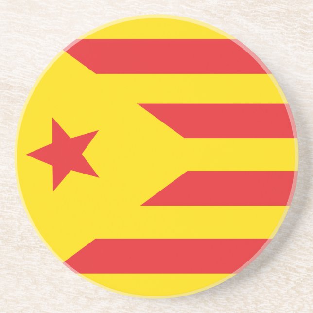 Posavasos De Arenisca Parte inferior - de - vidrio Bandera Catalana (Frente)