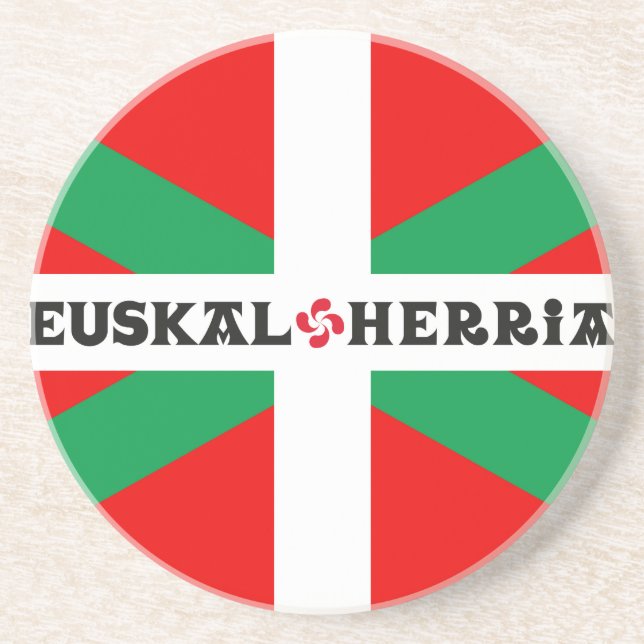 Posavasos De Arenisca Parte inferior - de - vidrio Bandera Vasca (Frente)