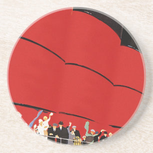 Posavasos De Arenisca Pasajeros de un crucero antiguo agitando adiós