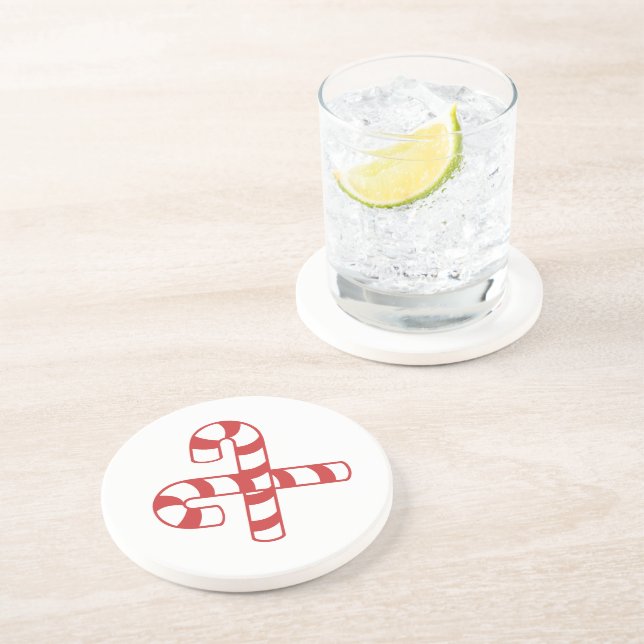 Posavasos De Arenisca Pascua - Candy Canes (Lado)