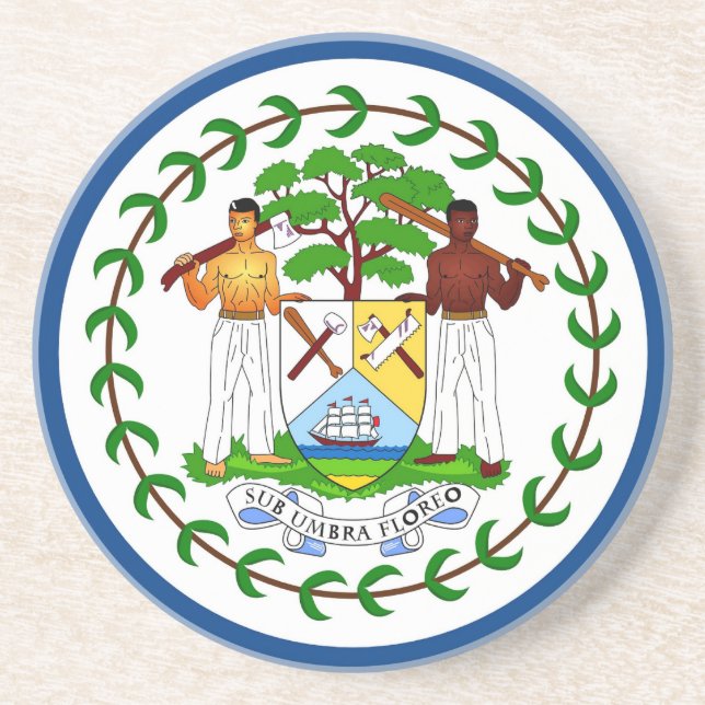 Posavasos De Arenisca Pascua con bandera de Belice (Frente)