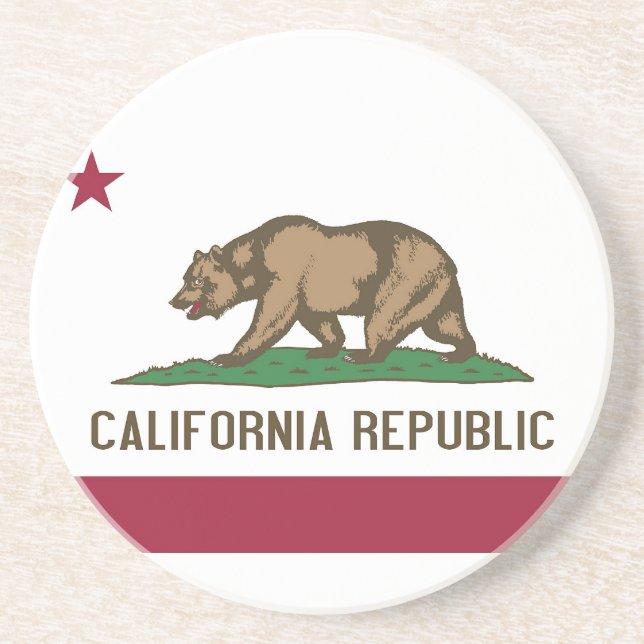 Posavasos De Arenisca Pascua con bandera de California, Estados Unidos (Frente)