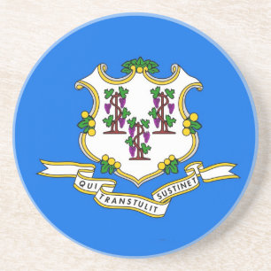 Posavasos De Arenisca Pascua con bandera de Connecticut, Estados Unidos