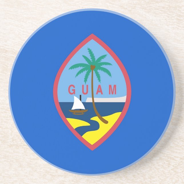 Posavasos De Arenisca Pascua con bandera de Guam, Estados Unidos (Frente)