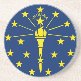 Posavasos De Arenisca Pascua con bandera de Indiana, Estados Unidos