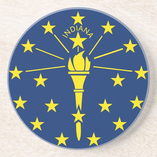 Posavasos De Arenisca Pascua con bandera de Indiana, Estados Unidos (Frente)