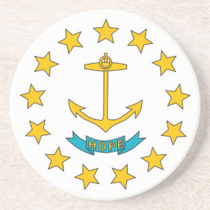 Posavasos De Arenisca Pascua con bandera de la isla de Rhode, Estados Un