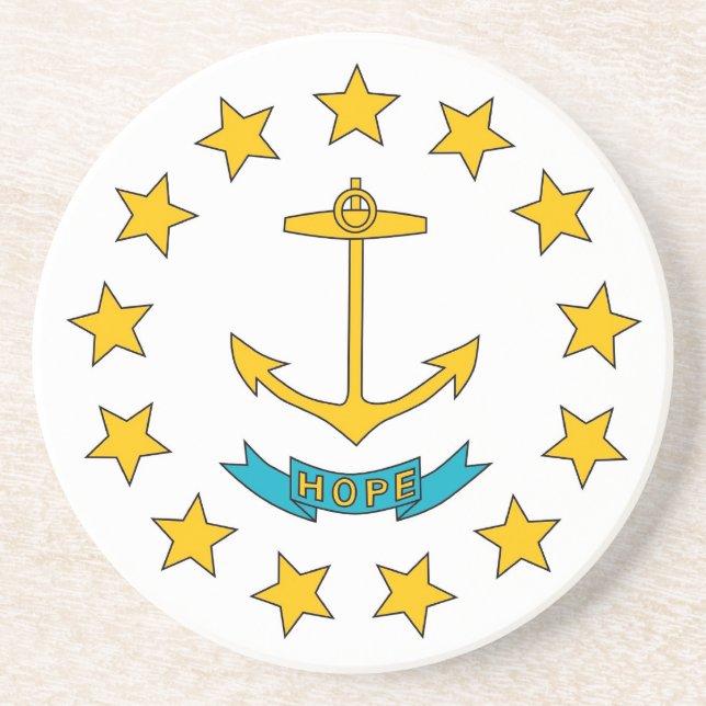 Posavasos De Arenisca Pascua con bandera de la isla de Rhode, Estados Un (Frente)