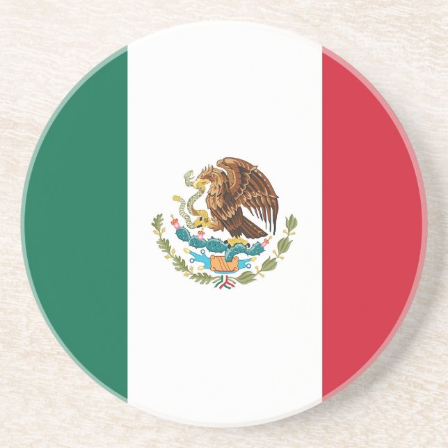 Posavasos De Arenisca Pascua con bandera de México (Frente)